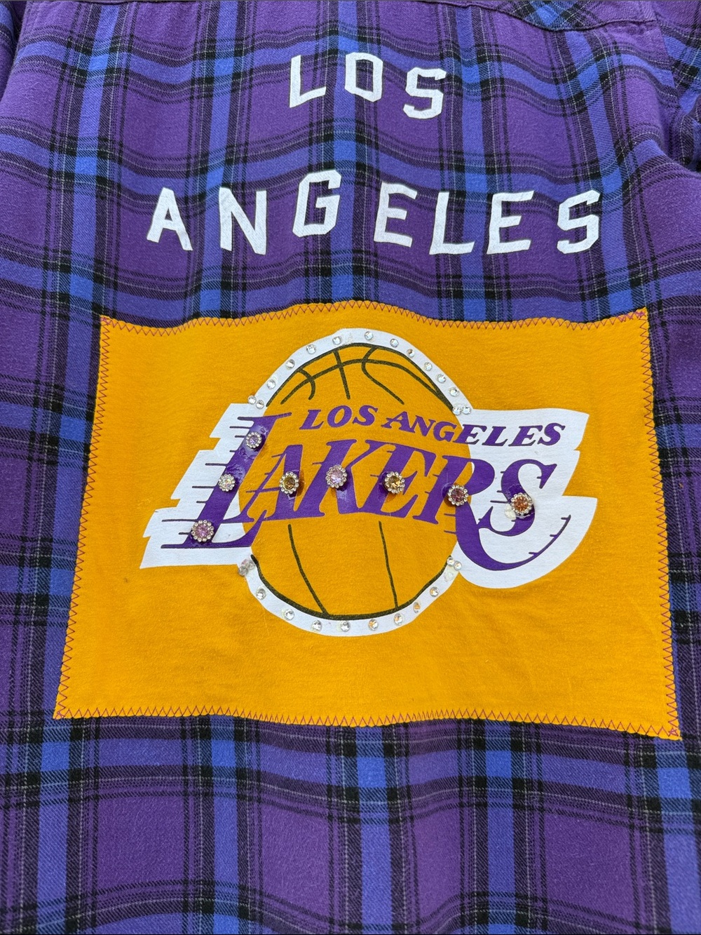 Los Angeles Lakers Tee Sewn  Plaid Shirt - Purple & Gold